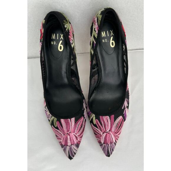 Mix No. 6 Dignity Floral Mesh Fabric Embroidered Pumps Party Dressy Wedding 9.5 - Picture 4 of 8